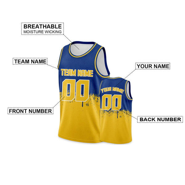 Custom Royal Gold-White Authentic Spilt Fashion Basketball Jersey