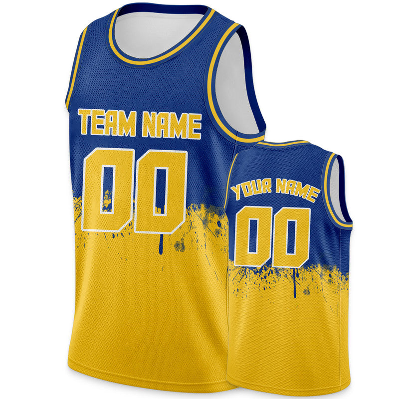 Custom Royal Gold-White Authentic Spilt Fashion Basketball Jersey