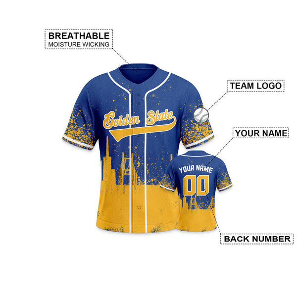 Custom 3D Graffiti Royal Gold-White Authentic Baseball Silhouette Jersey