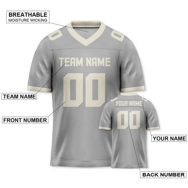 Custom Gray Cream Mesh Authentic Football Jersey