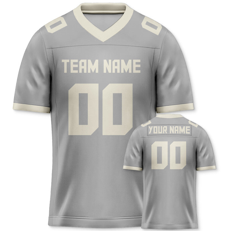 Custom Gray Cream Mesh Authentic Football Jersey