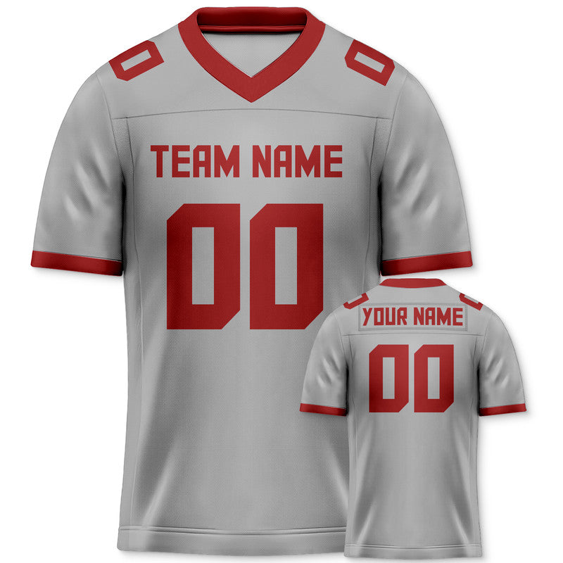 Custom Gray Red Mesh Authentic Football Jersey