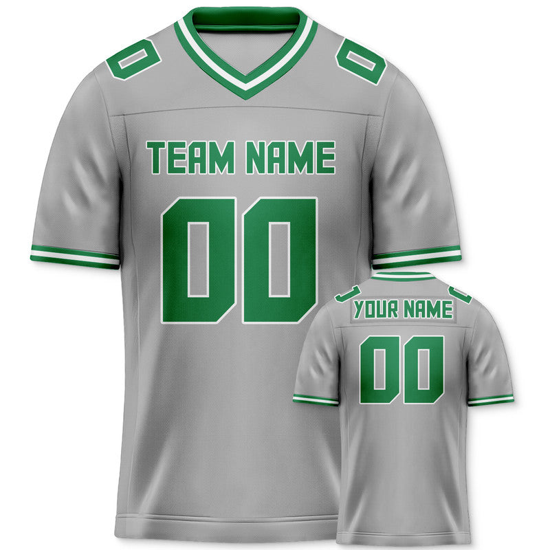 Custom Gray Green Mesh Authentic Football Jersey