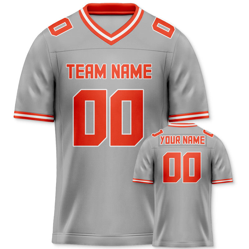 Custom Gray Orange Mesh Authentic Football Jersey