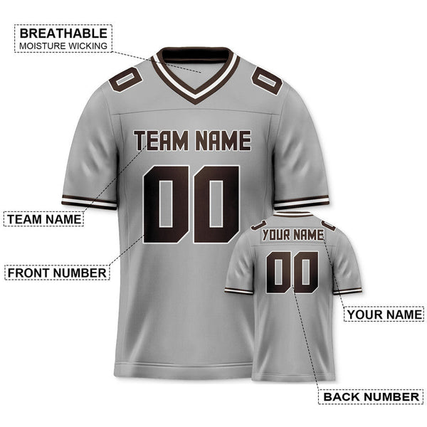 Custom Gray Brown Mesh Authentic Football Jersey