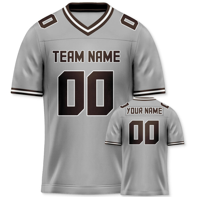 Custom Gray Brown Mesh Authentic Football Jersey