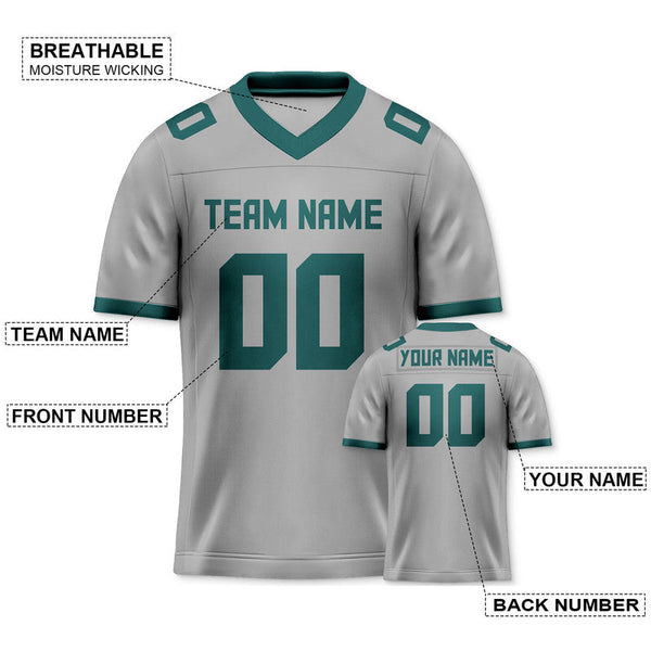 Custom Gray Kelly Green Mesh Authentic Football Jersey