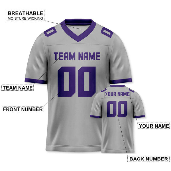 Custom Gray Purple Mesh Authentic Football Jersey