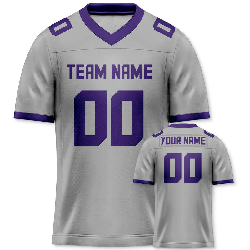 Custom Gray Purple Mesh Authentic Football Jersey