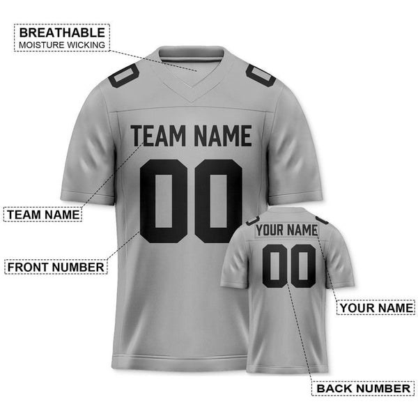 Custom Gray Black Authentic Football Jersey