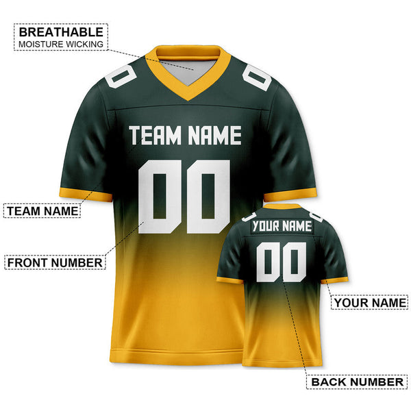 Custom Kelly Green Gold-White Authentic Split Fashion Football Jersey