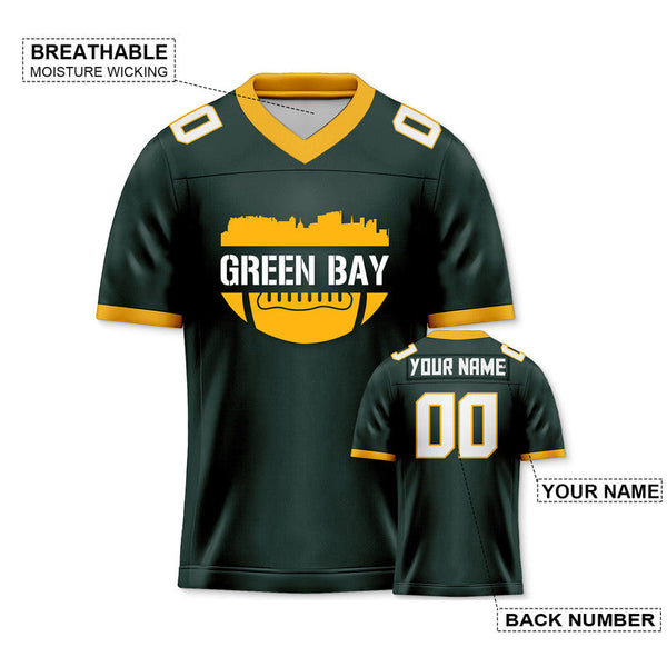 Custom Football Jersey With Green Bay City Souvenir Fashion Football Shirt