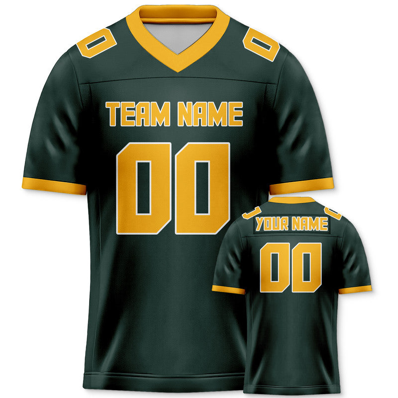 Custom Kelly Green Gold Mesh Authentic Football Jersey