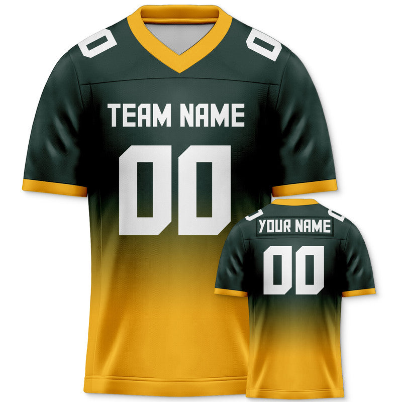 Custom Kelly Green Gold-White Authentic Split Fashion Football Jersey