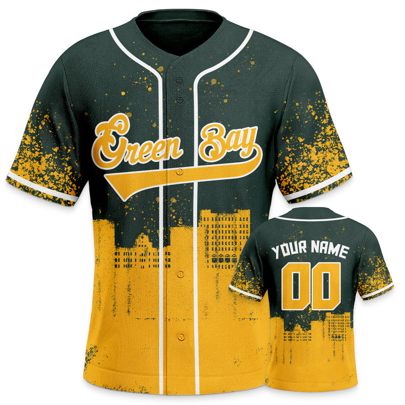 Custom 3D Graffiti Kelly Green Gold-White Authentic Baseball Silhouette Jersey