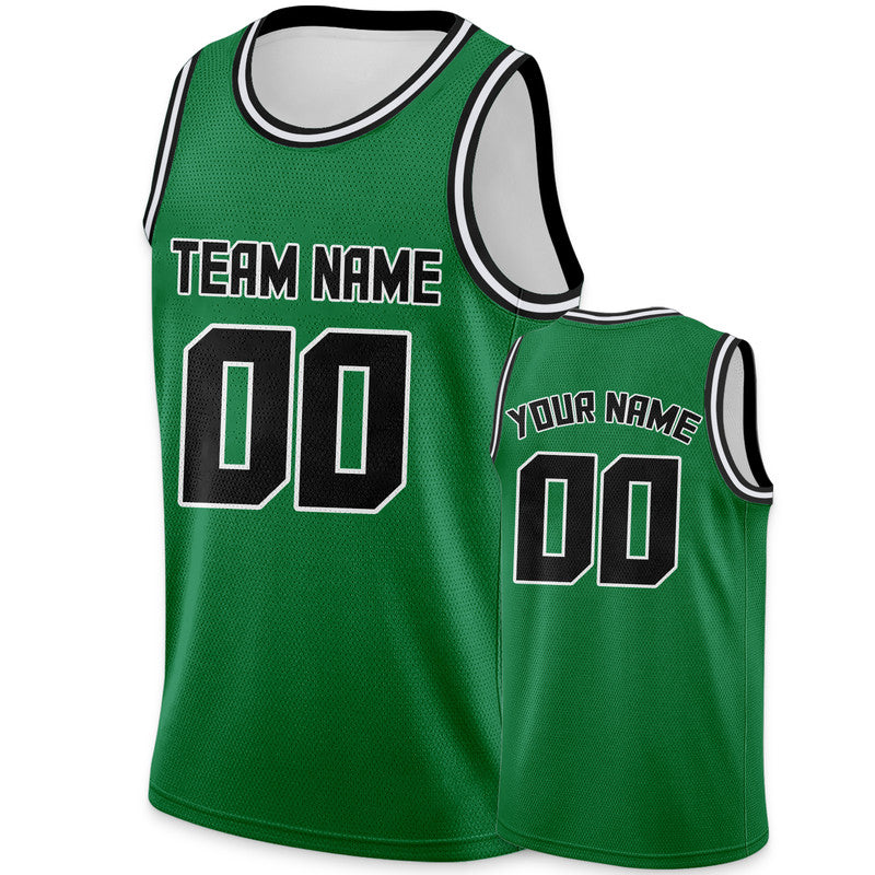 Custom Green Black Round Neck Rib-Knit Basketball Jersey