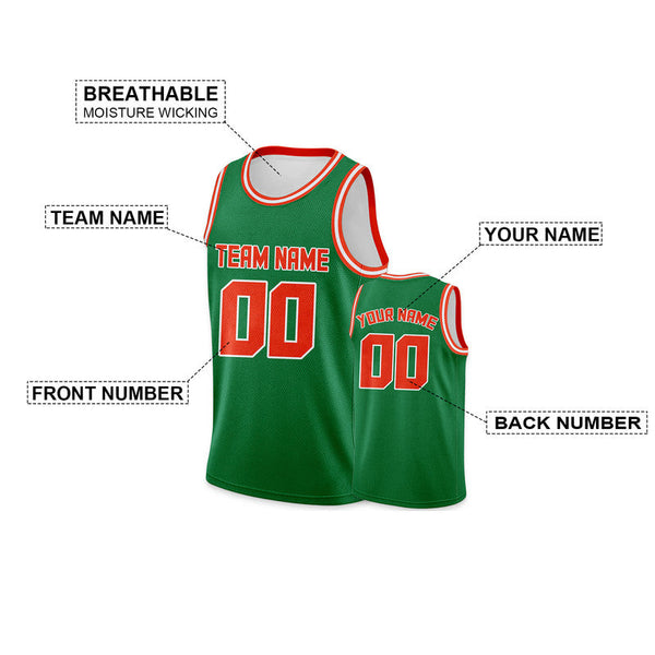 Custom Green Orange Round Neck Rib-Knit Basketball Jersey