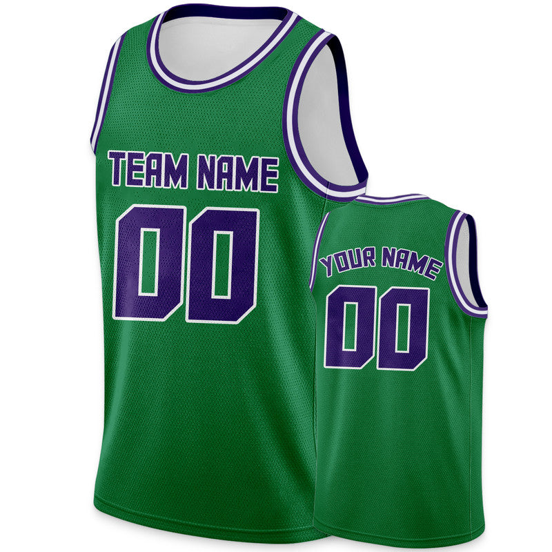 Custom Green Purple Round Neck Rib-Knit Basketball Jersey