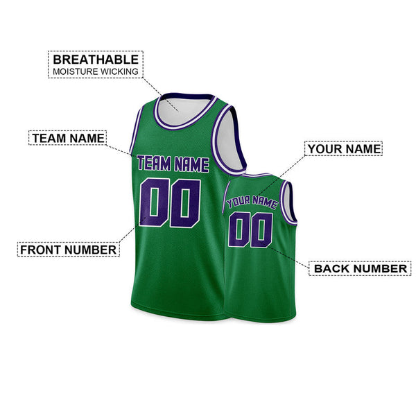 Custom Green Purple Round Neck Rib-Knit Basketball Jersey