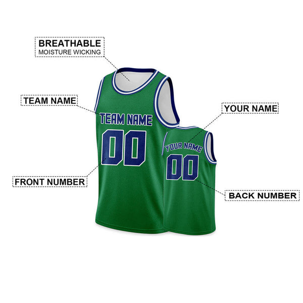 Custom Green Royal Round Neck Rib-Knit Basketball Jersey