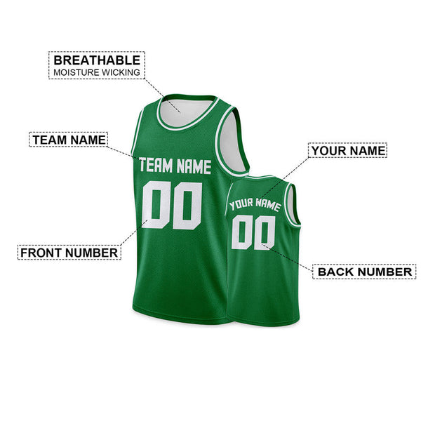 Custom Green White Round Neck Rib-Knit Basketball Jersey