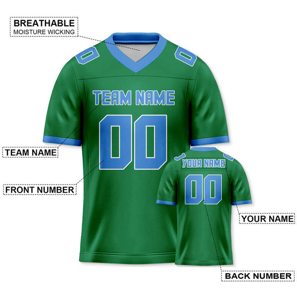 Custom Green Light Blue Mesh Authentic Football Jersey