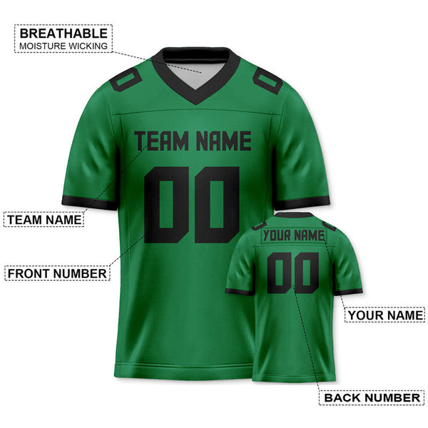 Custom Green Black Mesh Authentic Football Jersey