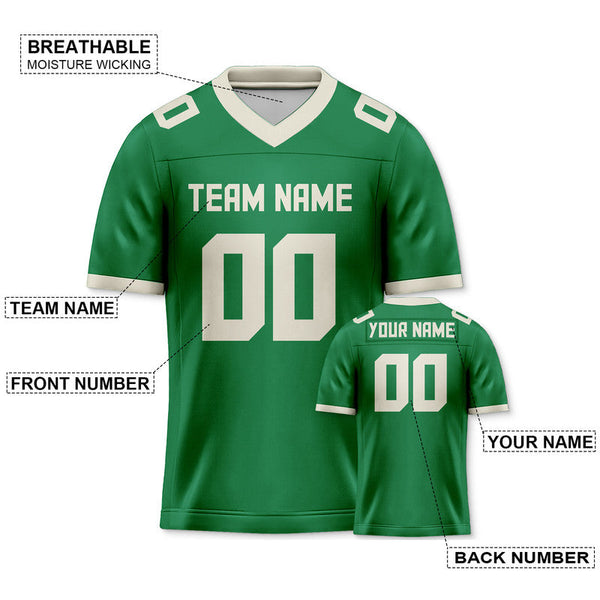 Custom Green Cream Mesh Authentic Football Jersey