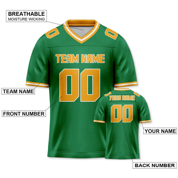 Custom Green Gold Mesh Authentic Football Jersey