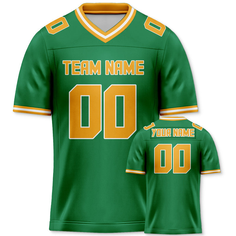 Custom Green Gold Mesh Authentic Football Jersey