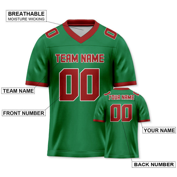 Custom Green Red Mesh Authentic Football Jersey