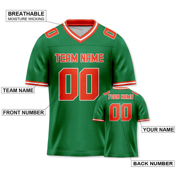 Custom Green Orange Mesh Authentic Football Jersey