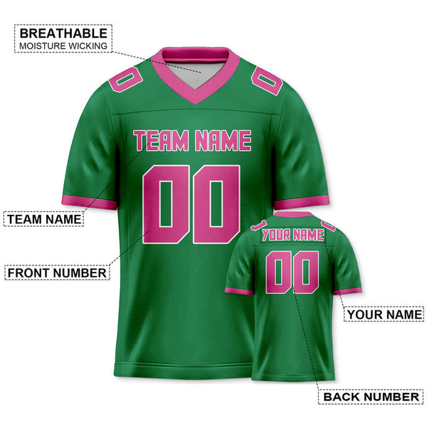 Custom Green Pink Mesh Authentic Football Jersey