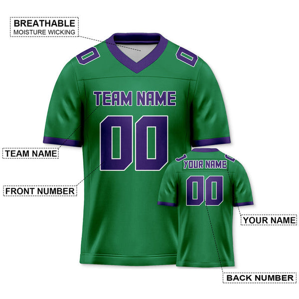 Custom Green Purple Mesh Authentic Football Jersey