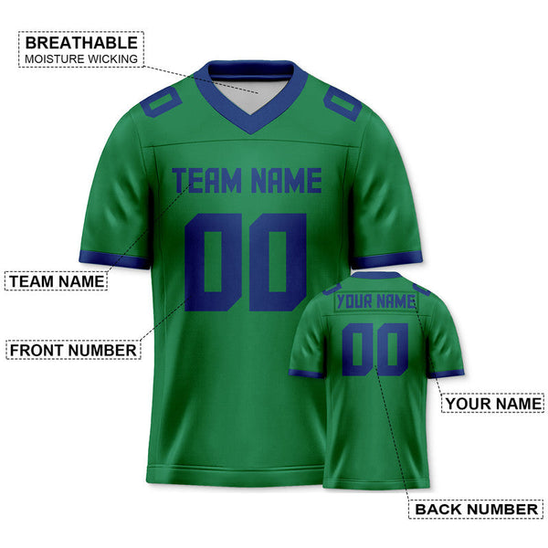 Custom Green Royal Mesh Authentic Football Jersey