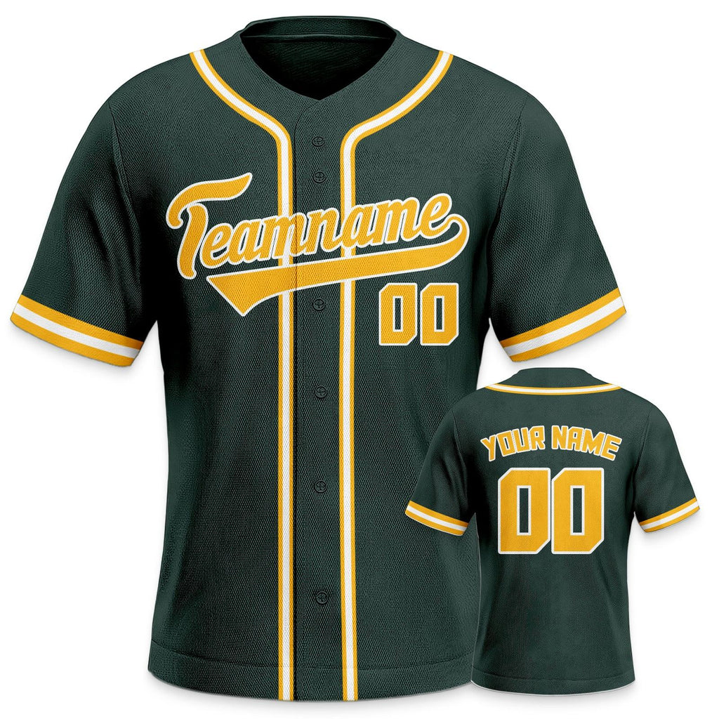 Custom Kelly Green Gold-White Authentic Classic Baseball Jersey