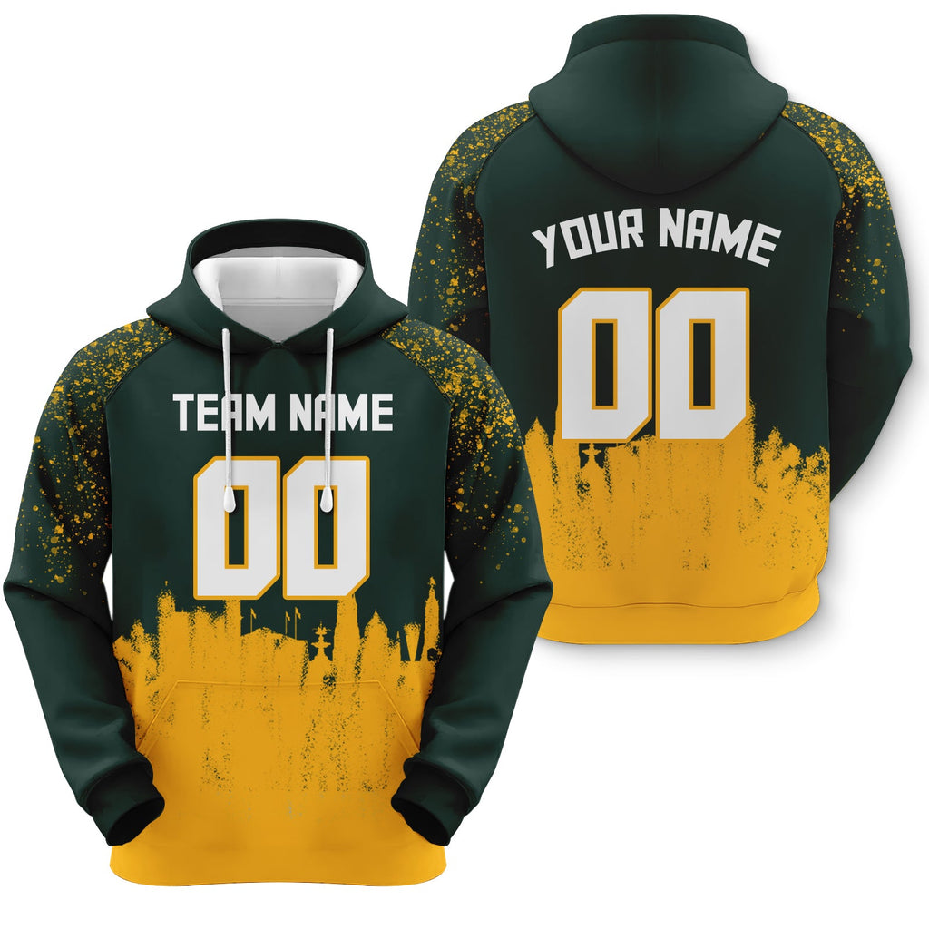 Custom Sports Pullover  Sweatshirt Graffiti City Green Bay Fashion Football Hoodie