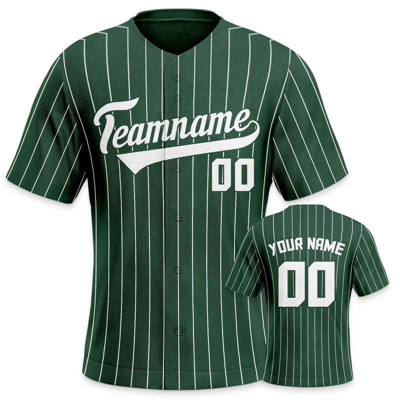 Custom Kelly Green Gray Pinstripe White Gray Authentic Baseball Jersey