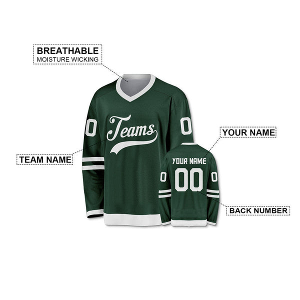 Custom Green White Authentic Hockey Jersey