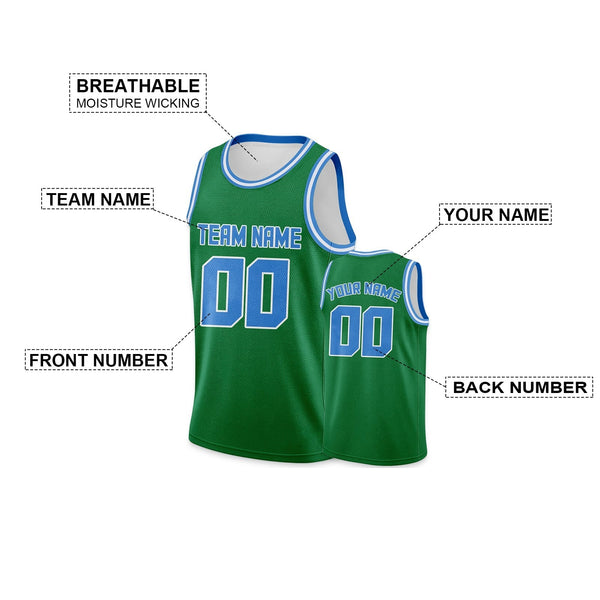 Custom Green Powder Blue Round Neck Rib-Knit Basketball Jersey