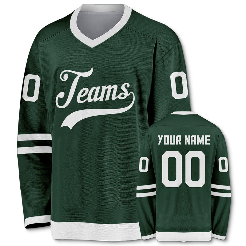 Custom Green White Authentic Hockey Jersey