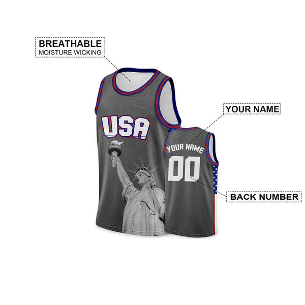 Grey Statue Of Liberty Basketball Jersey