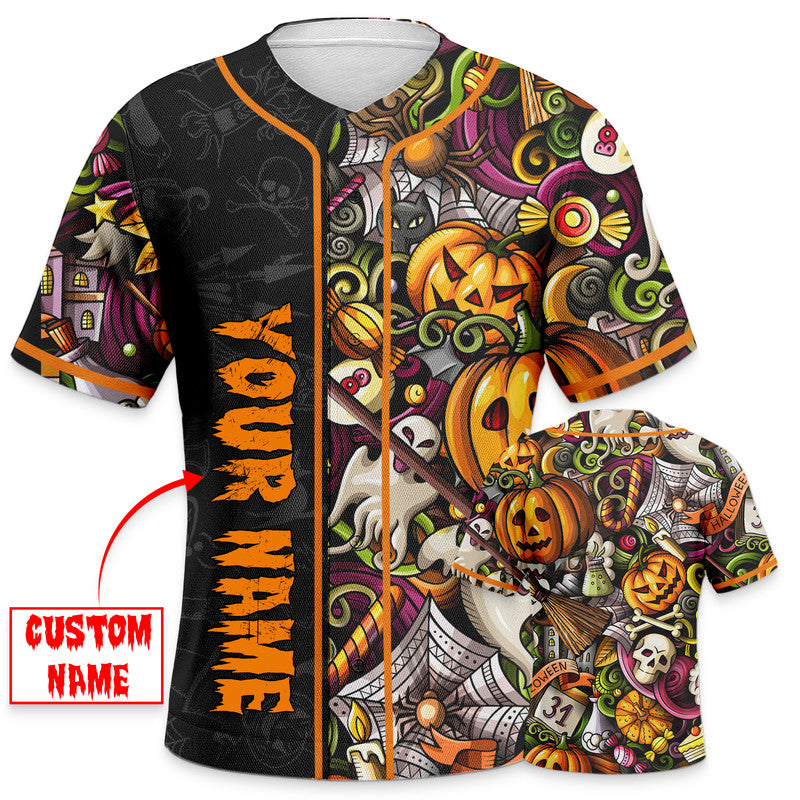 Halloween Doddle Skull Custom Baseball Jersey