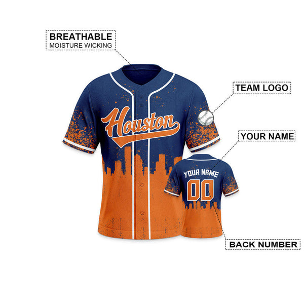 Custom 3D Graffiti Navy Orange-White Authentic Baseball  Silhouette Jersey