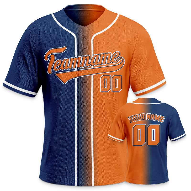 Custom Orange Royal-White Authentic Split Fashion Baseball Jersey