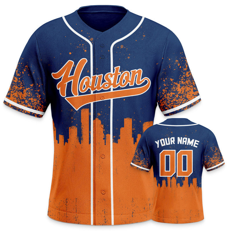 Custom 3D Graffiti Navy Orange-White Authentic Baseball  Silhouette Jersey