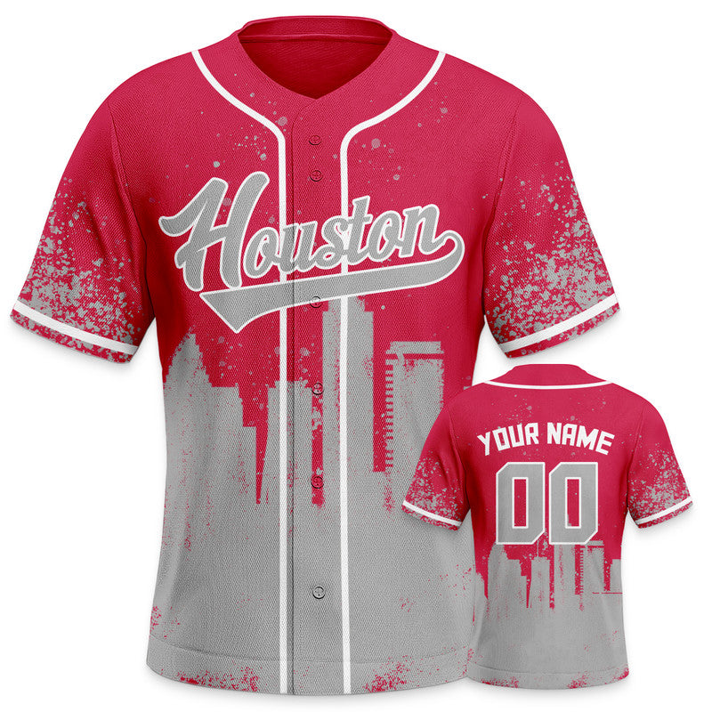 Custom 3D Graffiti Red Gray-White Authentic Baseball Silhouette Jersey