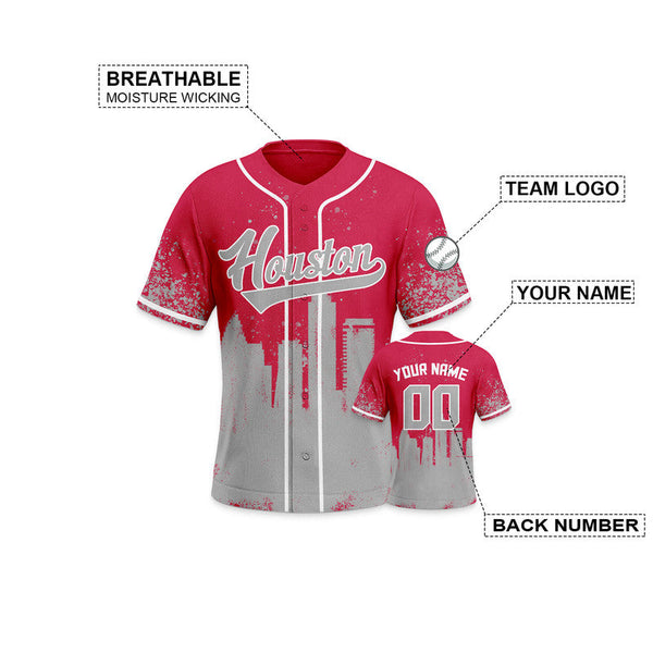 Custom 3D Graffiti Red Gray-White Authentic Baseball Silhouette Jersey