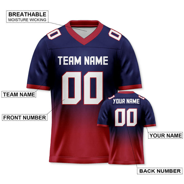 Custom Navy Red-White Authentic Split Fashion Football Jersey1