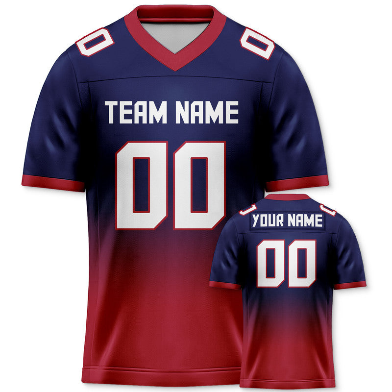 Custom Navy Red-White Authentic Split Fashion Football Jersey1